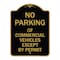 Signmission No Parking of Commercial Vehicles Except by Permit, Black & Gold Alum, 24" L, 18" H, BG-1824-23701 A-DES-BG-1824-23701 - alternate 1